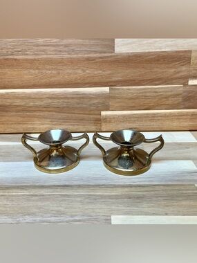 Gold Toned Trophy Style Candle Holders